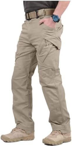 Men's lightweight cotton stretch military cargo tactical pants with multiple pockets and reinforced knees