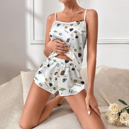 Planet Species Cute Print Women's Geek Suspender Cami Set