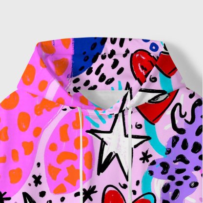 Purplehecate Cosmic Love Eyes Graffiti All-Over Print Hoodie