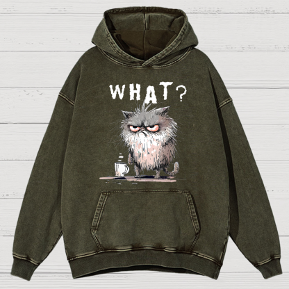 Bad Temper Feline With Coffee Grumpily Catty Funny Vintage Distressed Hoodie