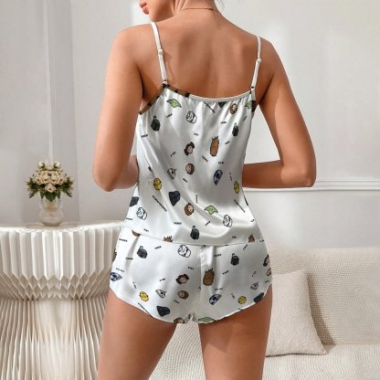 Planet Species Cute Print Women's Geek Suspender Cami Set