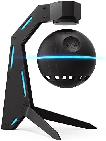 AKMTRD magnetic levitation Bluetooth speaker orb floating and spinning above its illuminated base