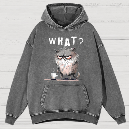 Bad Temper Feline With Coffee Grumpily Catty Funny Vintage Distressed Hoodie